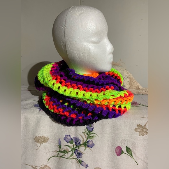 Handmade Rainbow Bright Cowl Infinity Scarf - Picture 5 of 6